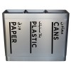 Stainless Steel ID 3 Stream Recycle Bin Open Square 